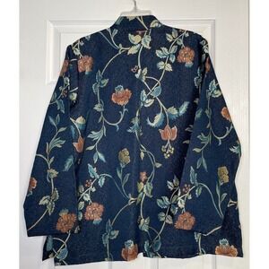 Vintage Daniel K New York Floral Tapestry Jacket Cotton Rayon Size Large Boho